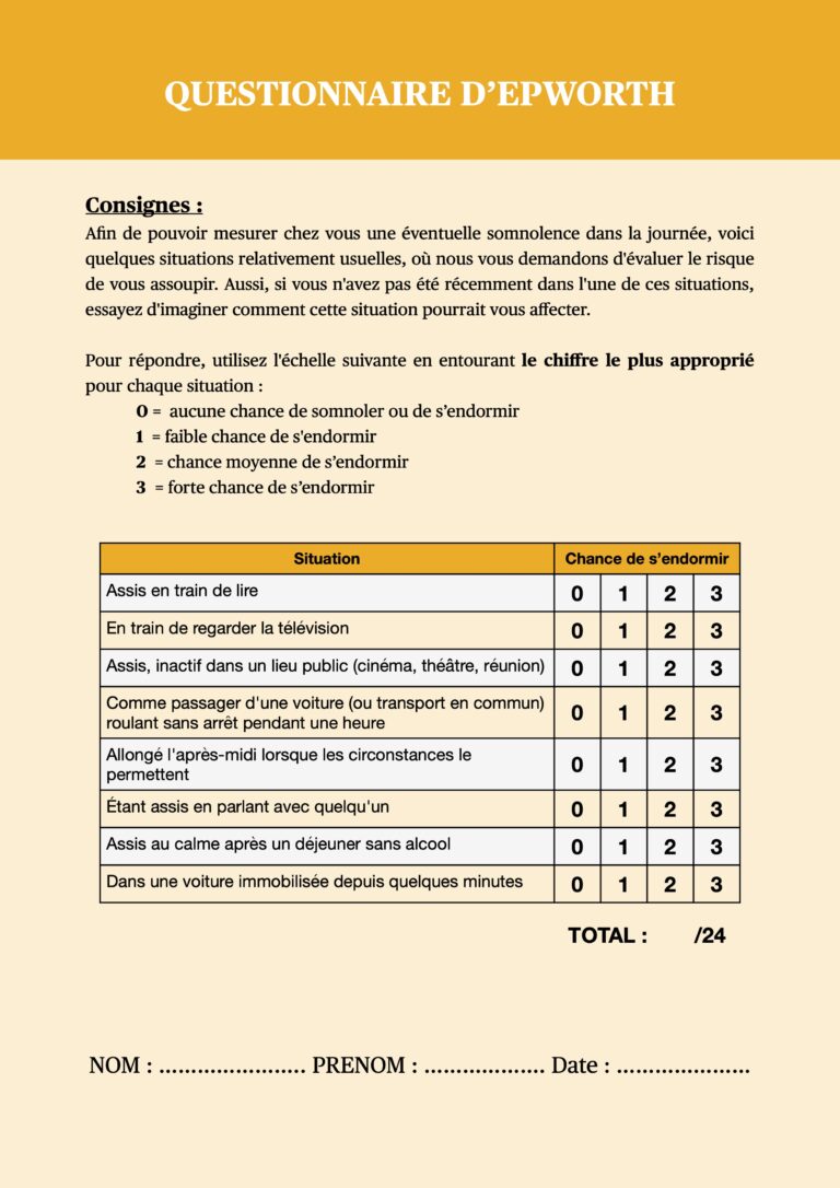 Questionnaire d'Epworth - NPEM